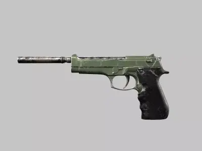 pistol Low-poly 3D model 4