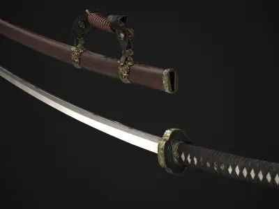 Japanese Katana Tachi Low-poly 3D model