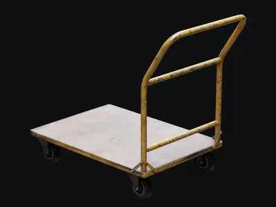 Low Poly PBR Platform Trolley Low-poly 3D model