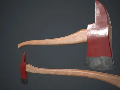 Fire Axe PBR Game Ready Low-poly 3D model