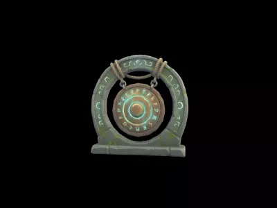 Low Poly Stylized Ancient Mossy Gong Low-poly 3D model