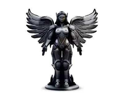 Silver Valkyrie Scifi Angel Warrior Low-poly 3D model