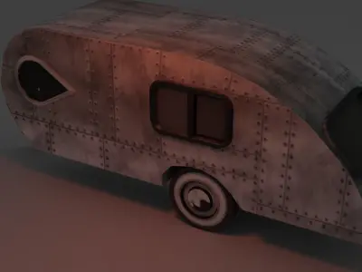 caravan low poly camper trailer Low-poly 3D model