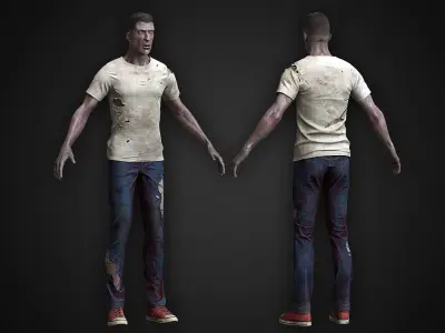 Zombie in Jeans Low-poly 3D model