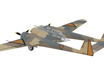 Fokker GI Jachtkruiser Low-poly 3D model