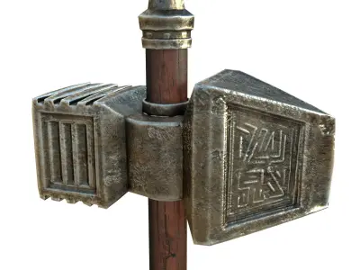 Old Battle Hammer Low-poly 3D model
