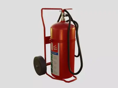 Wheeled Fire Extinguisher - Safety and Emergency Equipment Low-poly 3D model