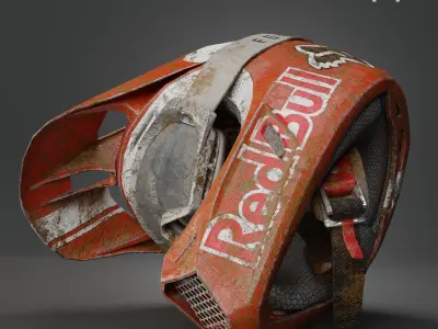  Fox V3 Motocross Helmet Low-poly 3D model