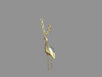 flamingo locket golden 3D model