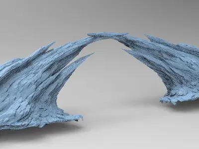 Sci fi Magma Cliff bridge 1 3D model