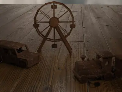 abandoned wooden toys Low-poly 3D model