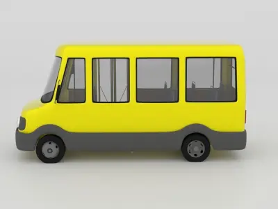 Stylized Cartoon School Bus 3D Model Low-poly 3D model