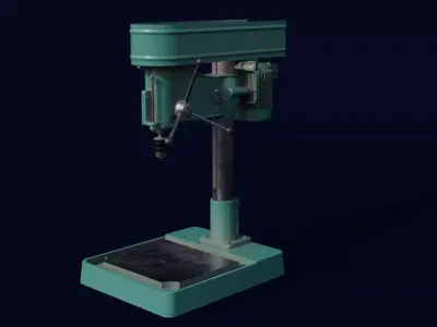 Vintage NS-12 drilling machine Low-poly 3D model