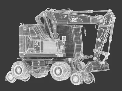 M323F Railroad Wheeled Excavator 3D model
