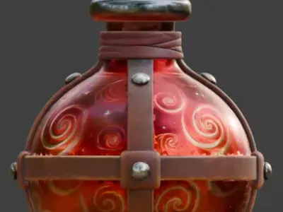 Stylized Fantasy Health Potion 3D Model Low-poly 3D model