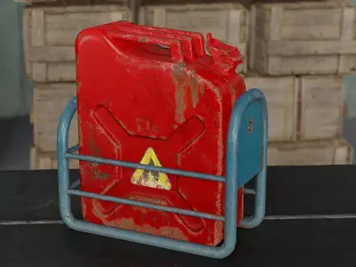 Gasoline can with holder game ready Low-poly 3D model