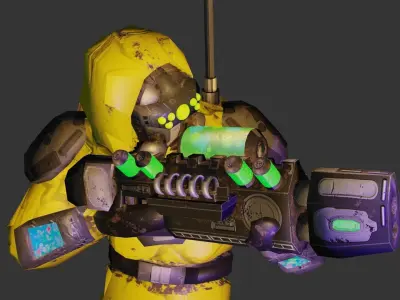 Bio-Beam Rifle Sci-Fi Weapon RTS Low-Poly Model Low-poly 3D model
