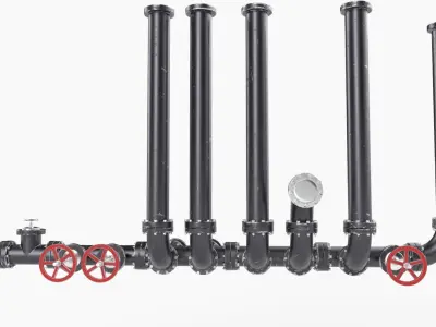 Pipeline3 pipes and valves  3D model
