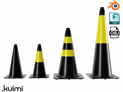 Road Cones and Barricades Vol 1 3D Model Pack