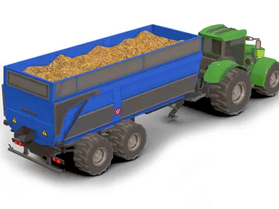  Tractor Dump Trailers  Low-poly 3D model