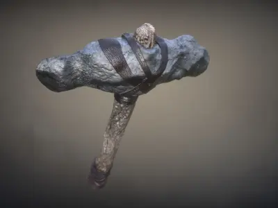 Axe stone Low-poly 3D model