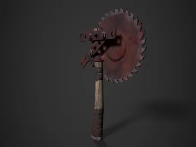 SAW AXE for Zombie games Low-poly 3D model
