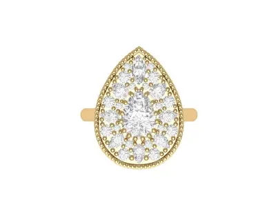 Pear Art Deco Ring 3D print model 4