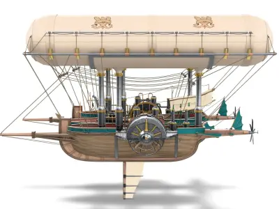 Steampunk Flyship 3D model