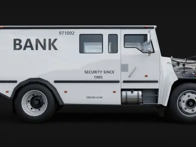 Bank Security Armoured Van Low-poly 3D model