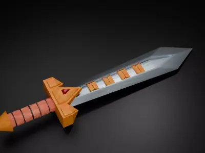 Low Poly Fantasy Sword Game Asset Low-poly 3D model