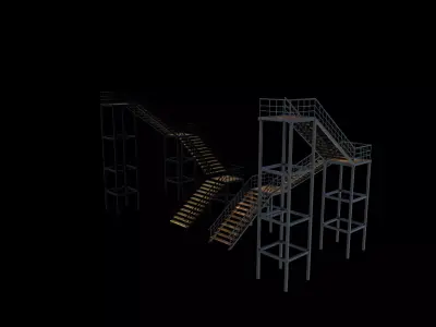 Metal L stair 02 3D model