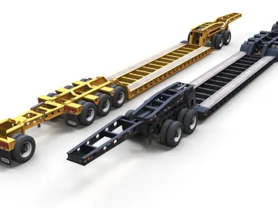 Lowboy trailer Low-poly 3D model