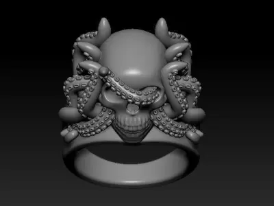 Ring Octopus Scull 3D print model