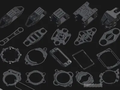 200 Hard Surface Detail Kitbash 3D model