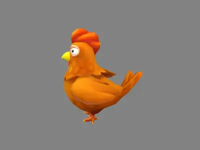 Cartoon rooster Low-poly 3D model