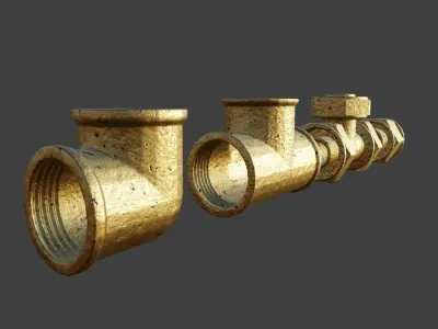 Plumbing Fittings Set with Procedural Materials Low-poly 3D model