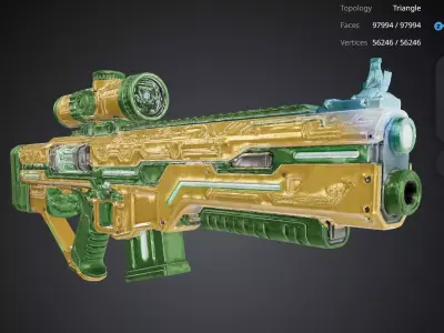 Green and Yellow Gun 3D model