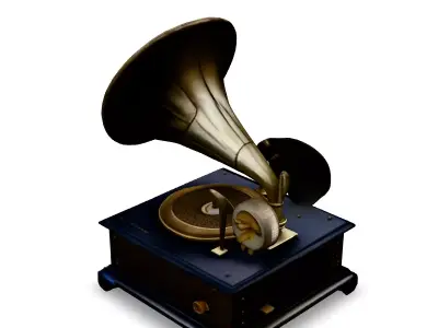 Antique Gramophone 3D Model Low-poly 3D model
