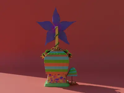 Cartoon Wind Mill Low-poly 3D model
