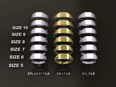 Dainty Thin Signet Ring Square Mix Size 3D print model