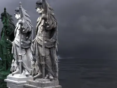 Tribal Warrior Statue Standing Tall  3D model