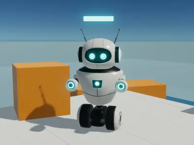 Cute Wheeled Robot Low-poly 3D model