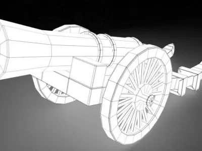 Cannon wooden Low-poly 3D model purchase