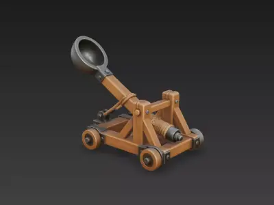 Stylized Medieval Catapult 3D Model Siege Weapon 3D model