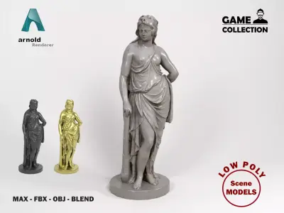 Greek statue Low-poly 3D model