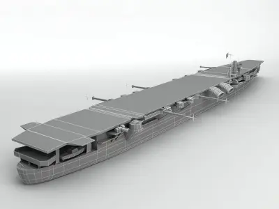 Soryu Aircraft Carrier Ship WWII Low-poly 3D model