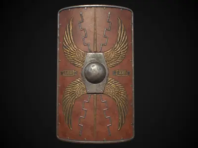 Roman shield Scutum Low-poly 3D model