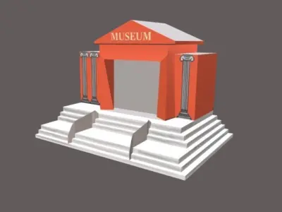 Museum Low-poly 3D model game 3D model Free low-poly 3D model