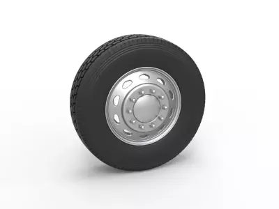 10 Triangular Hole Front wheel of semi truck V2 Scale 1 to 25 3D print model