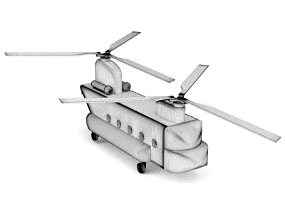Wooden toy helicopter 02 3D model
